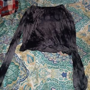 Fashion Nova grey and black knot crop top